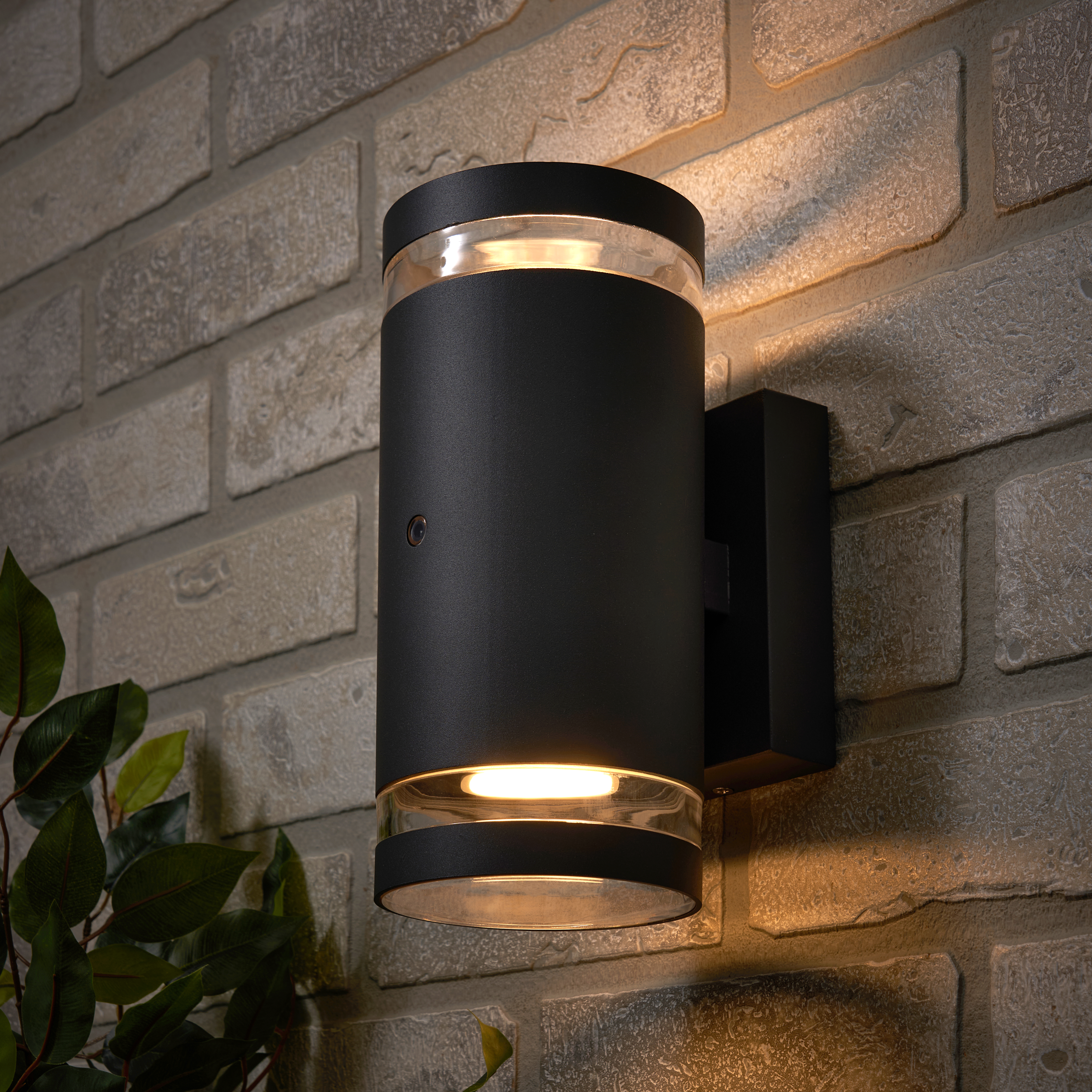 Lens Outdoor Up & Down Wall Light with Photocell Anthracite